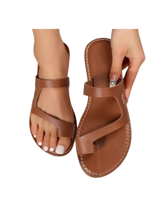 Rup Art Women’s Toe Ring Thong Sandals – Summer Clip Toe Flat Beach Slippers, Comfortable Holiday Footwear  - Image 1
