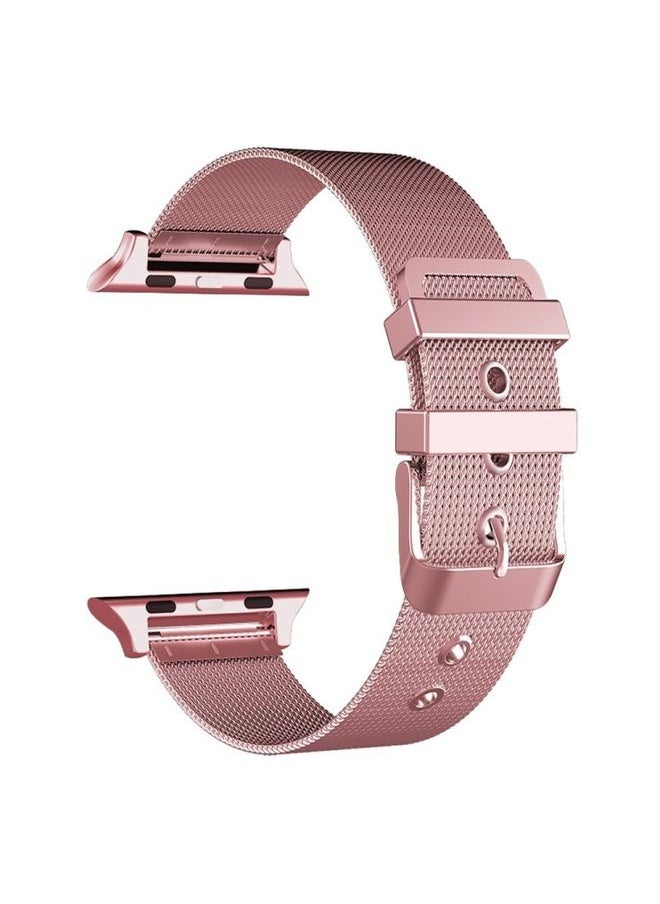 Generic - Replacement Strap For Apple Watch Series 7 45mm / 6 & SE & 5 & 4 44mm / 3 & 2 & 1 42mm Milanese Stainless Steel Double Buckle Watch Band Rose Pink - Image 1