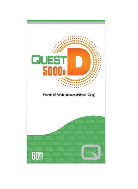 Quest D 5000 IU (Cholecalciferol 150) 60 Tablets: Essential Vitamin D3 Support for Bone and Immune Health