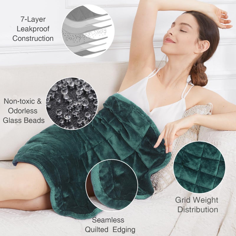 Alomidds Weighted Lap Blanket 7lbs, Cozy Breathable Flannel Weighted Lap Pad for Adults, Small Weighted Blanket for Travel, Couch, Green, 29" x 24" - Image 3