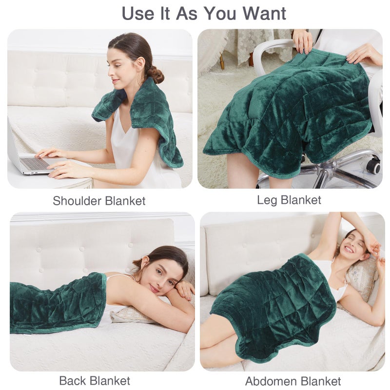 Alomidds Weighted Lap Blanket 7lbs, Cozy Breathable Flannel Weighted Lap Pad for Adults, Small Weighted Blanket for Travel, Couch, Green, 29" x 24" - Image 4