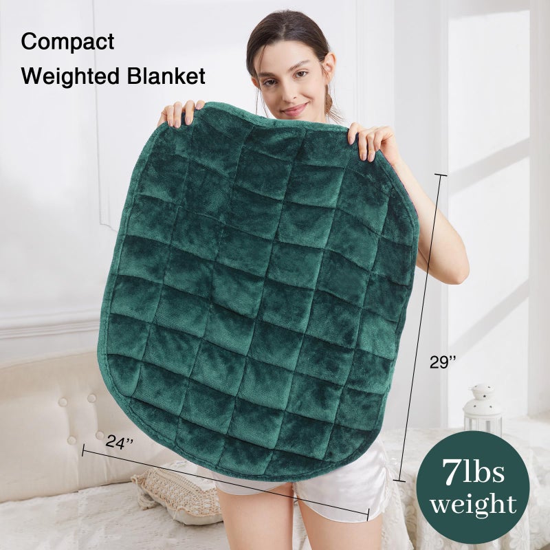 Alomidds Weighted Lap Blanket 7lbs, Cozy Breathable Flannel Weighted Lap Pad for Adults, Small Weighted Blanket for Travel, Couch, Green, 29" x 24" - Image 5