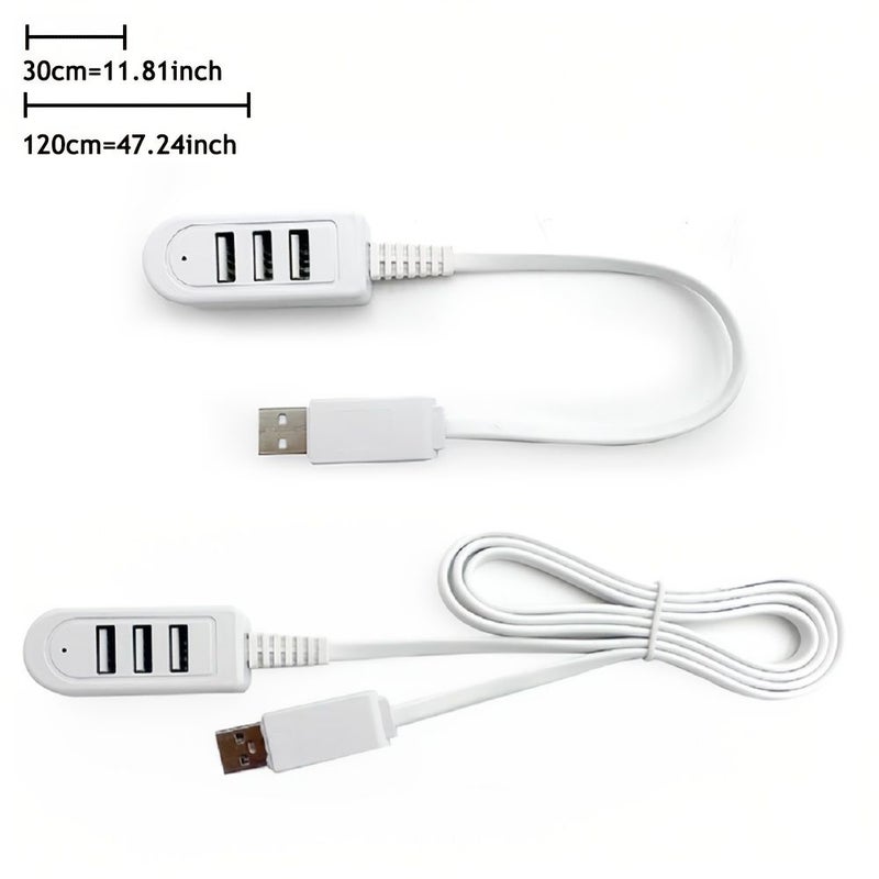 موصل شحن USB للسيارة، ذكر إلى ذكر، كابل بيانات 12 بوصة أبيض، مقسم مقبس. - Image 2