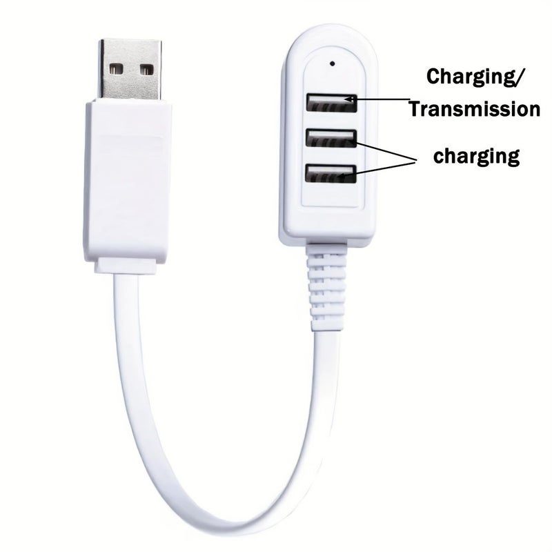 موصل شحن USB للسيارة، ذكر إلى ذكر، كابل بيانات 12 بوصة أبيض، مقسم مقبس. - Image 3