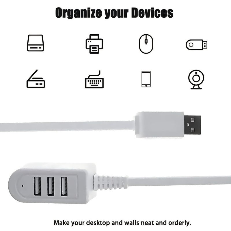 موصل شحن USB للسيارة، ذكر إلى ذكر، كابل بيانات 12 بوصة أبيض، مقسم مقبس. - Image 4