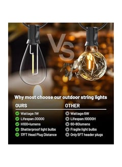 Arabest Long-lasting Outdoor String Lights with Waterproof Edison Bulbs for Patio Garden Parties  - Image 3