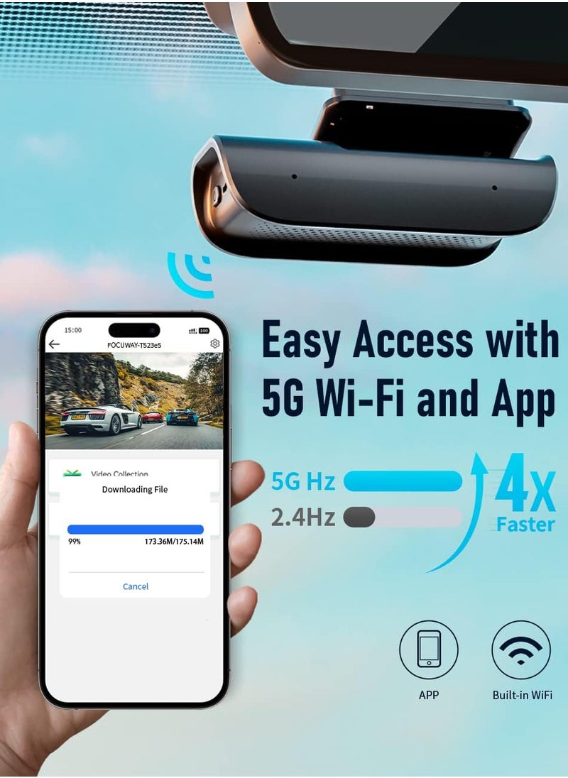 Generic - Dash Cam Front and Rear, 4K / 1080P HD Dual Dash Camera for Cars with Free 64GB TF Card, 5GHz WiFi, Super Night Vision, Supercapacitor, 160° Wide Angle, 24H Parking Mode, App Control, Type C Port - Image 1