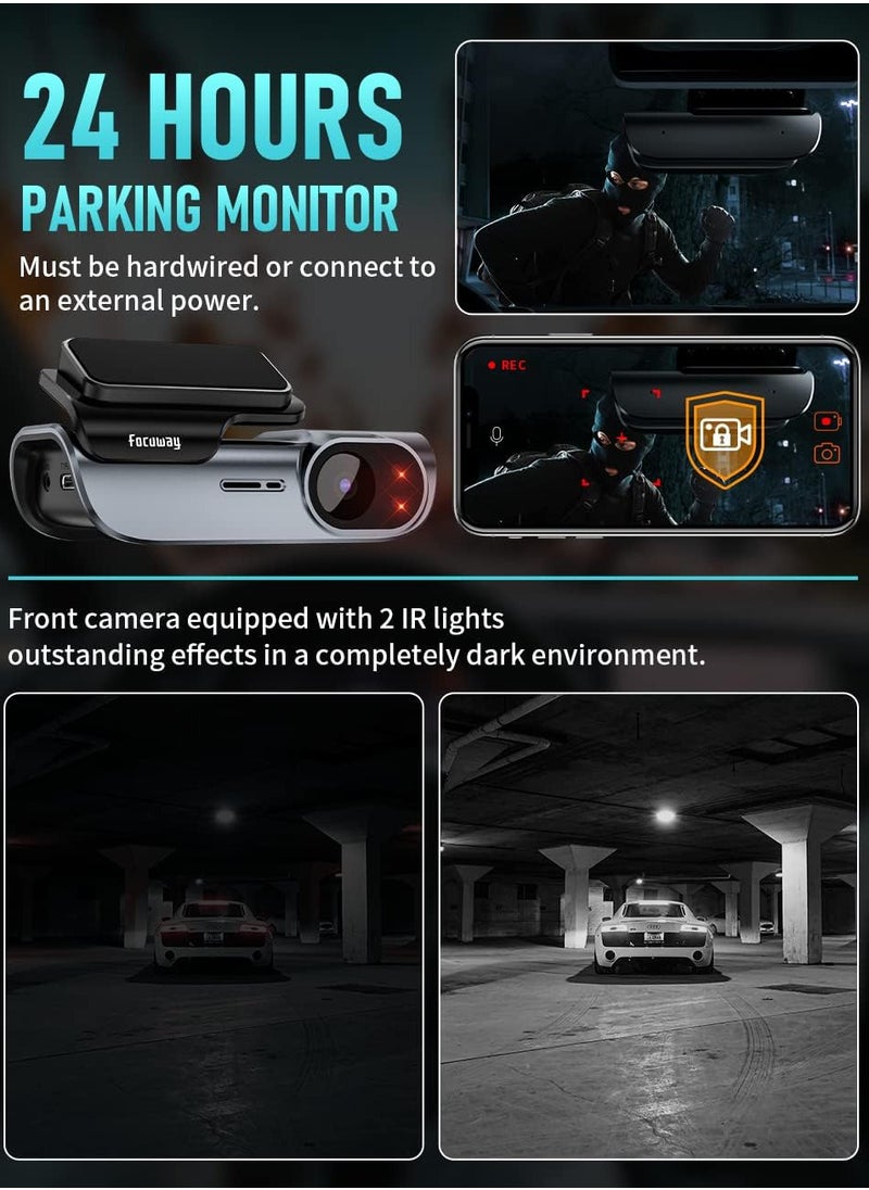 Generic - Dash Cam Front and Rear, 4K / 1080P HD Dual Dash Camera for Cars with Free 64GB TF Card, 5GHz WiFi, Super Night Vision, Supercapacitor, 160° Wide Angle, 24H Parking Mode, App Control, Type C Port - Image 1