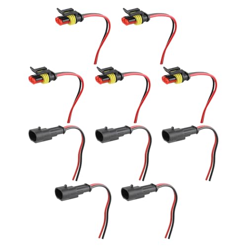 MOTOALL 5 Kits 2 Pin Way 16 AWG Waterproof Connector Male & Female Socket Plug Pigtail Wire Harness Lead Wiring Loom 1.5mm Series Terminal Black for Car Truck Boat Motorcycle Scooter Quad Bike Marine - Image 2