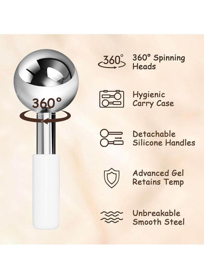 general 360 Rotating Ice Globes for Face, Unbreakable Stainless Steel Cryo Globes with Carry Case, Ideal Skincare Cryo Sticks, Ice Roller Ball for Face u0026 Eyes Puffiness Relief - Image 2