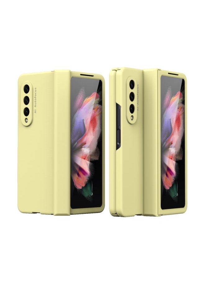 Generic Case Cover For Samsung Galaxy Z Fold 3 5G 360 Full Body Hinge Flip Phone Case Yellow 