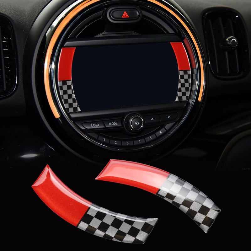 ملصقات شاشة التحكم المركزية للسيارة من TOMALL متوافقة مع ميني كوبر كلوبمان كانتريمان F54 F55 F56 F60 إطار عرض وحدة التحكم المركزية زينة داخلية للسيارة حمراء مربعة