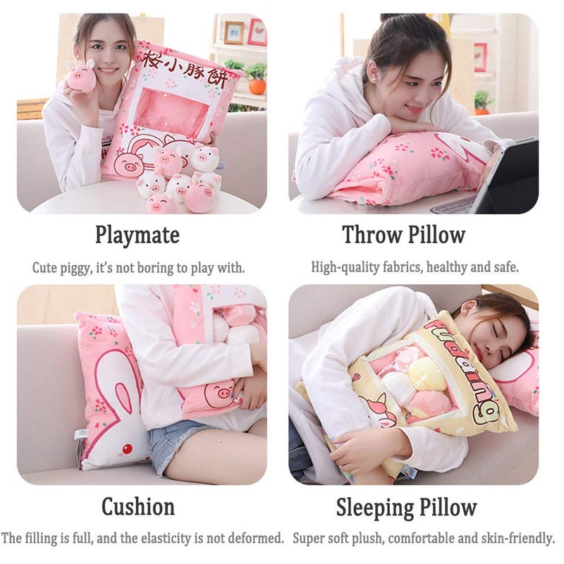 REFAHB Cute Throw Pillow Stuffed Animal Toys Removable Fluffy Piggy Creative Gifts for Teens Girls Kids - Image 3