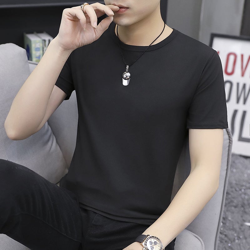 Men'S Short Sleeve T-Shirt 2024 Youth Summer Men'S Korean Slim Fit Round Neck Half Sleeve Top Tide - Image 1