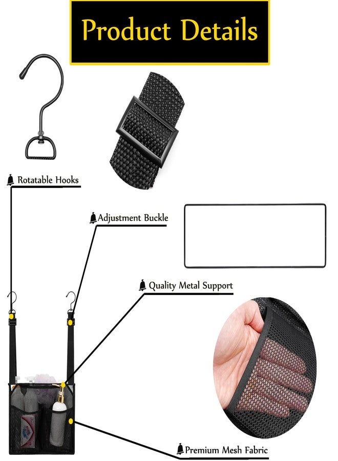 ALYER Mesh Shower Caddy, Bath Organizer with Adjustable Hanging Straps, Multipurpose Storage Bag for College,Camp,RV, Travel and Gym (Black) - Image 3