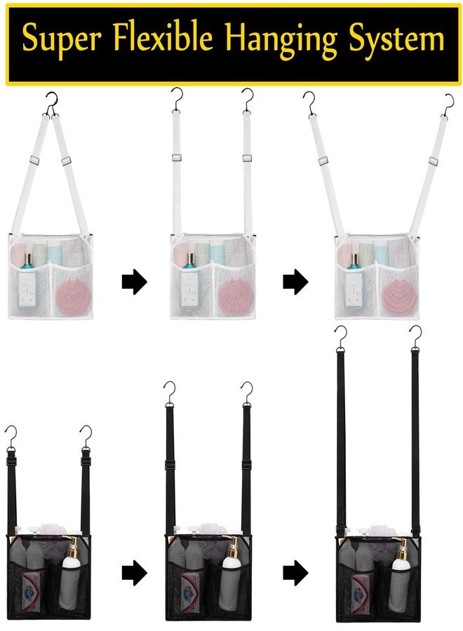 ALYER Mesh Shower Caddy, Bath Organizer with Adjustable Hanging Straps, Multipurpose Storage Bag for College,Camp,RV, Travel and Gym (Black) - Image 2