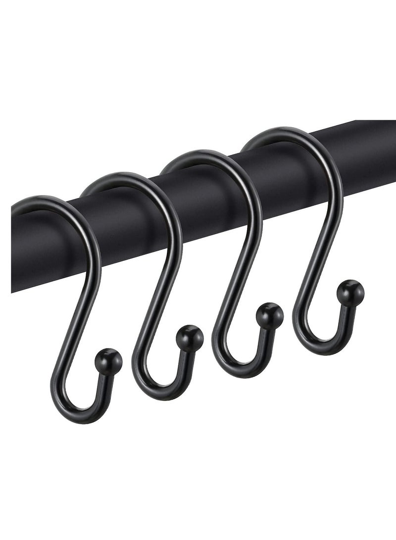 Y&D Black Shower Curtain Hooks, Metal Rust Resistant Rings Decorative, S Shaped ​Hooks Hangers for Bathroom Curtains,Clothing,Towels(12 PCS)  - Image 1