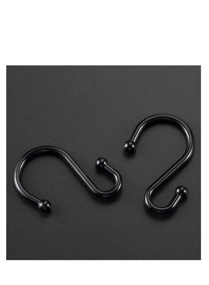 Y&D Black Shower Curtain Hooks, Metal Rust Resistant Rings Decorative, S Shaped ​Hooks Hangers for Bathroom Curtains,Clothing,Towels(12 PCS)  - Image 5