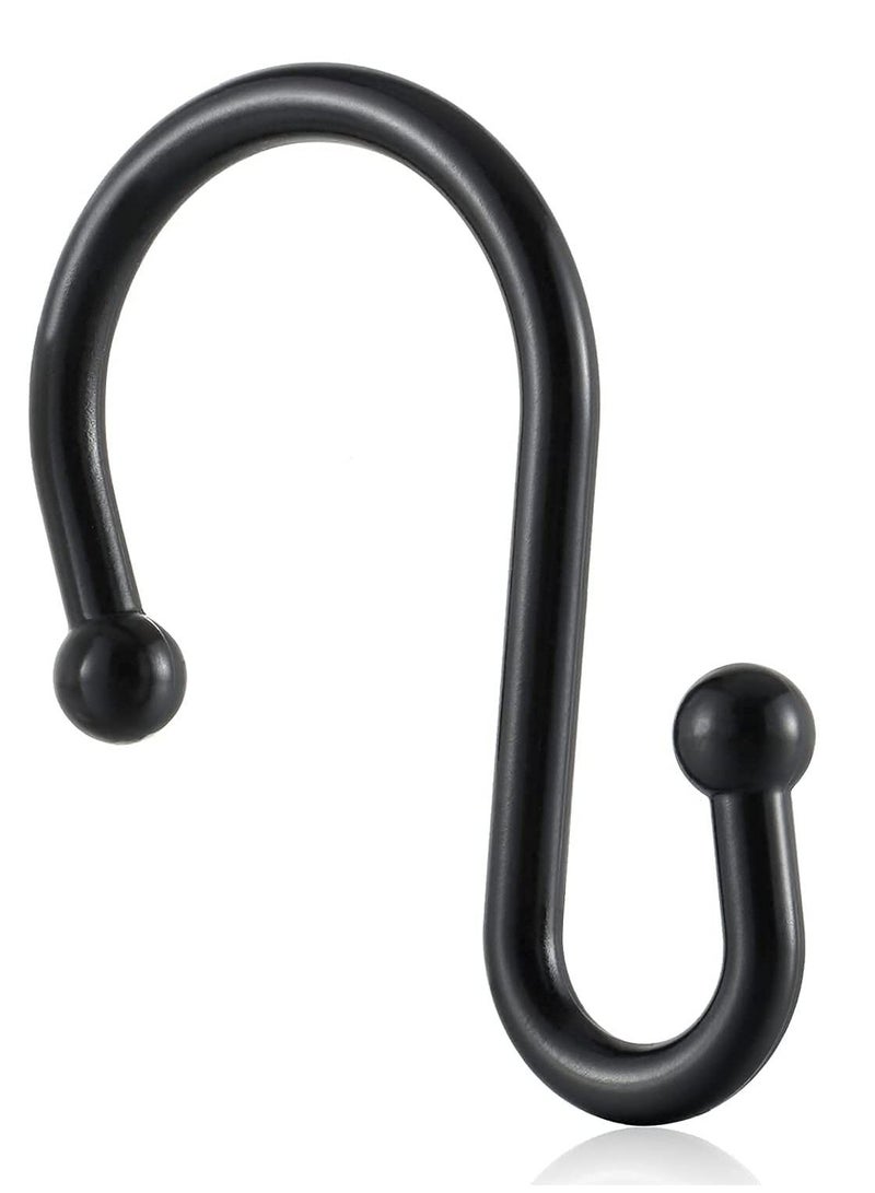 Y&D Black Shower Curtain Hooks, Metal Rust Resistant Rings Decorative, S Shaped ​Hooks Hangers for Bathroom Curtains,Clothing,Towels(12 PCS)  - Image 2