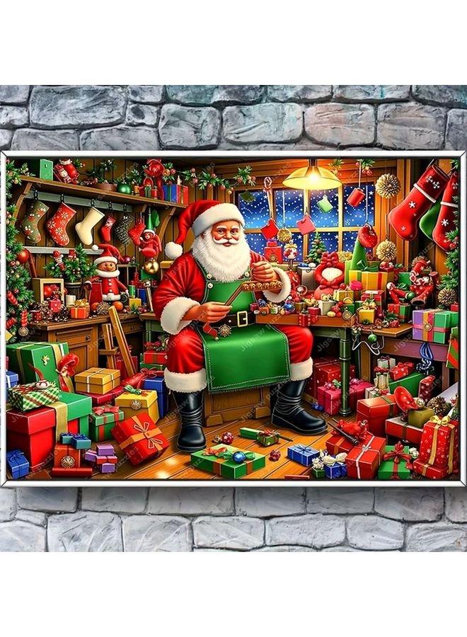 YF3223 1000 Pcs Large Jigsaw Puzzle Santa Workshop Christmas Wall Art Decor 27 55x19 69 Inch - Image 4