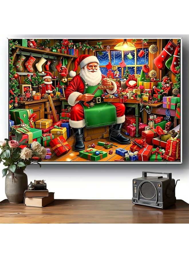 YF3223 1000 Pcs Large Jigsaw Puzzle Santa Workshop Christmas Wall Art Decor 27 55x19 69 Inch - Image 5
