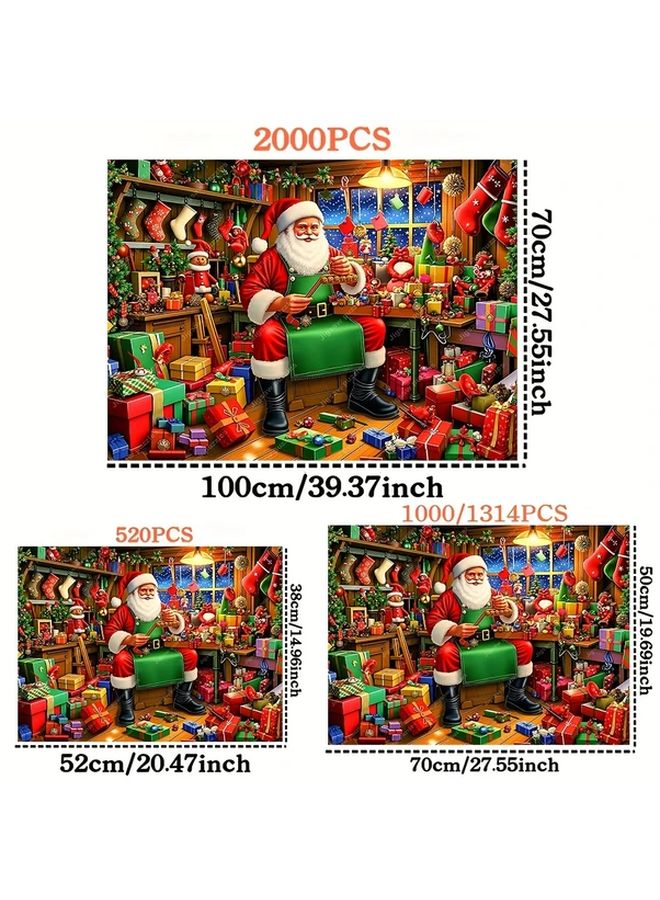YF3223 1000 Pcs Large Jigsaw Puzzle Santa Workshop Christmas Wall Art Decor 27 55x19 69 Inch - Image 3
