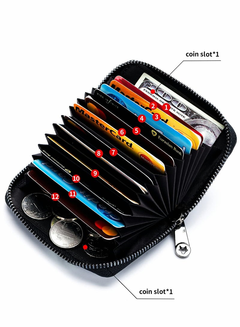 Excefore Credit Card Holder, Leather Wallet Zipper Case Purse RFID Blocking, Mini with ID Window for Women Men - Image 4