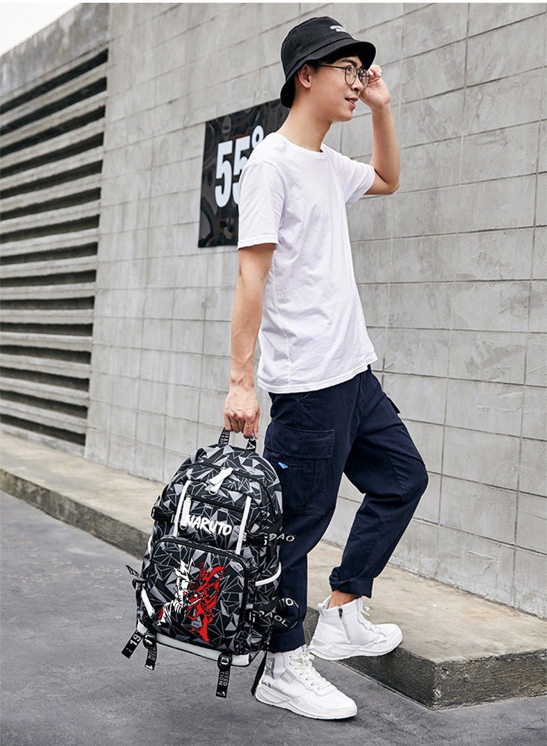 Naruto schoolbag Male Kakashi Naruto Sharingan Ltachi Sasuke Backpack Trendy Backpack Large Capacity - Image 2