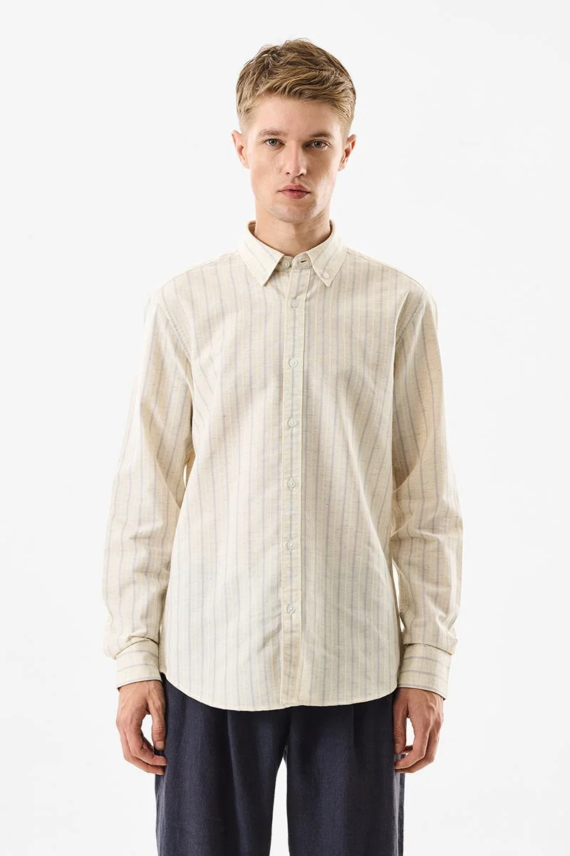 سنيتش قميص كتان مخطط بقصة ضيقة