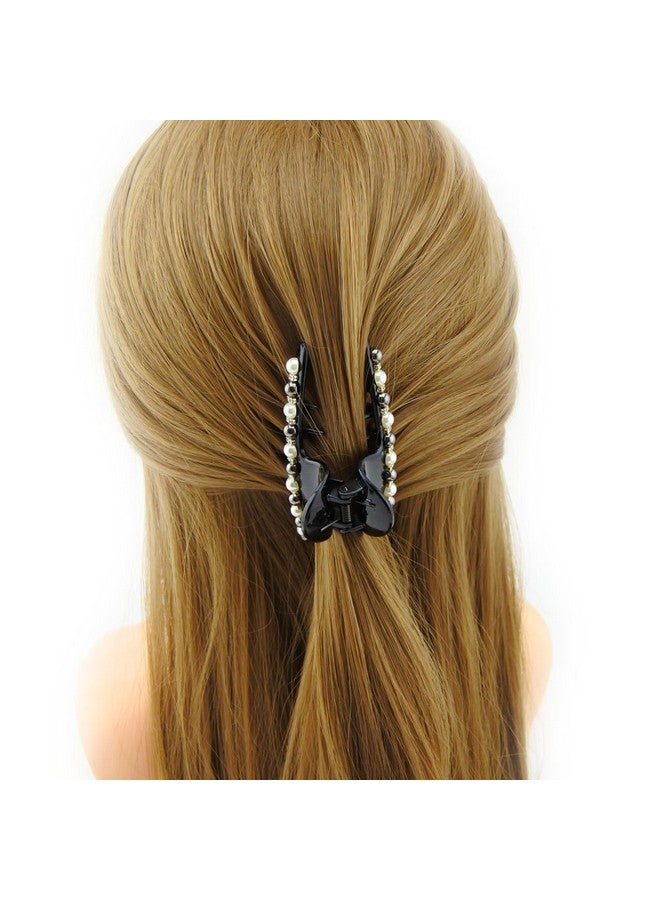 Meilliwish Gem Pearl Cute Beautiful Hair Claw Clip for Women 1 PCS(D79)(Long) - Image 4