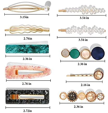 FASH GIRLYZ ATTIRE Macaron Pearl Acrylic Resin Metal Fashion Hair Clips Set Handmade Cute Hair Barrettes Bobby Pins Gold Metal Hairpin Hair Accessories Pack of 10 - Image 5