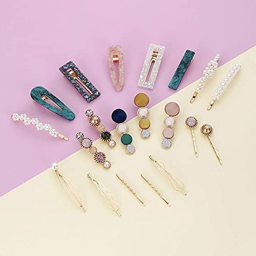 FASH GIRLYZ ATTIRE Macaron Pearl Acrylic Resin Metal Fashion Hair Clips Set Handmade Cute Hair Barrettes Bobby Pins Gold Metal Hairpin Hair Accessories Pack of 10 - Image 3