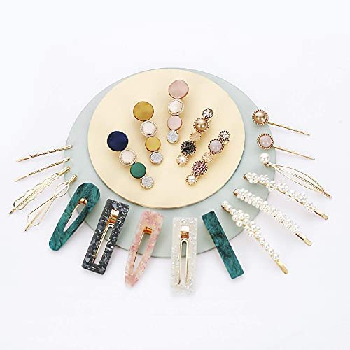 FASH GIRLYZ ATTIRE Macaron Pearl Acrylic Resin Metal Fashion Hair Clips Set Handmade Cute Hair Barrettes Bobby Pins Gold Metal Hairpin Hair Accessories Pack of 10 - Image 2
