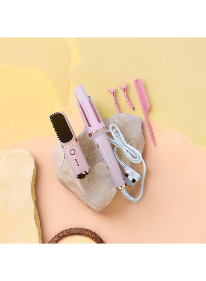 MUNTAQI 2-in-1 Hair Straightener Comb & Automatic Curling Iron – Professional Dual-Use Styling Tool with 3 Temperature Settings, Fast Heating, 2-Way Rotation, Anti-Scald Design, Travel-Friendly Hair Styler - Image 2