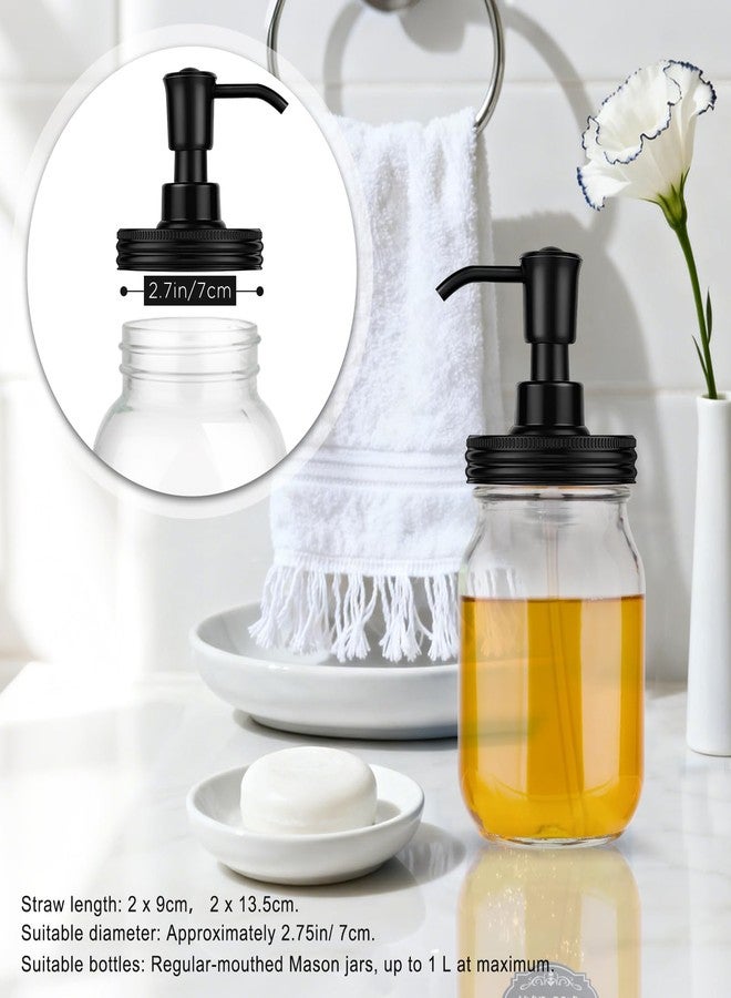Watsango Plastic Soap Dispenser Set, 1.2CC Rustproof Pump and Lids for Regular Mouth Mason Jars, Quick Assemble Accessories for Farmhouse Kitchen Bathroom Counter Decor - 4 Pack Black - Image 3