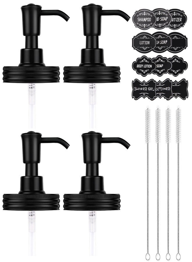 Watsango Plastic Soap Dispenser Set, 1.2CC Rustproof Pump and Lids for Regular Mouth Mason Jars, Quick Assemble Accessories for Farmhouse Kitchen Bathroom Counter Decor - 4 Pack Black - Image 1