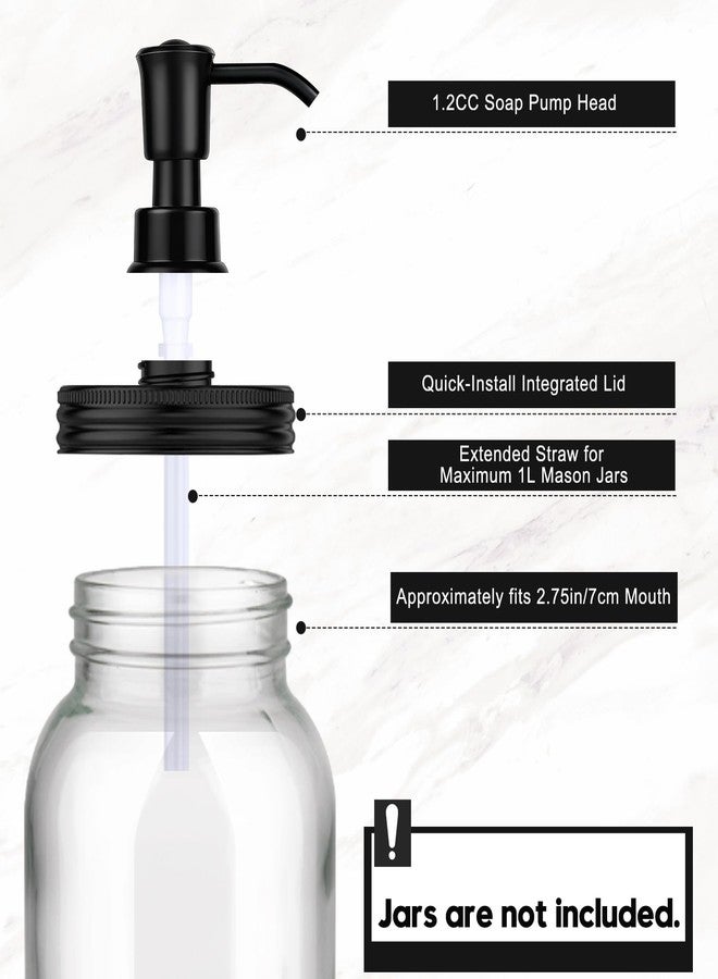 Watsango Plastic Soap Dispenser Set, 1.2CC Rustproof Pump and Lids for Regular Mouth Mason Jars, Quick Assemble Accessories for Farmhouse Kitchen Bathroom Counter Decor - 4 Pack Black - Image 4