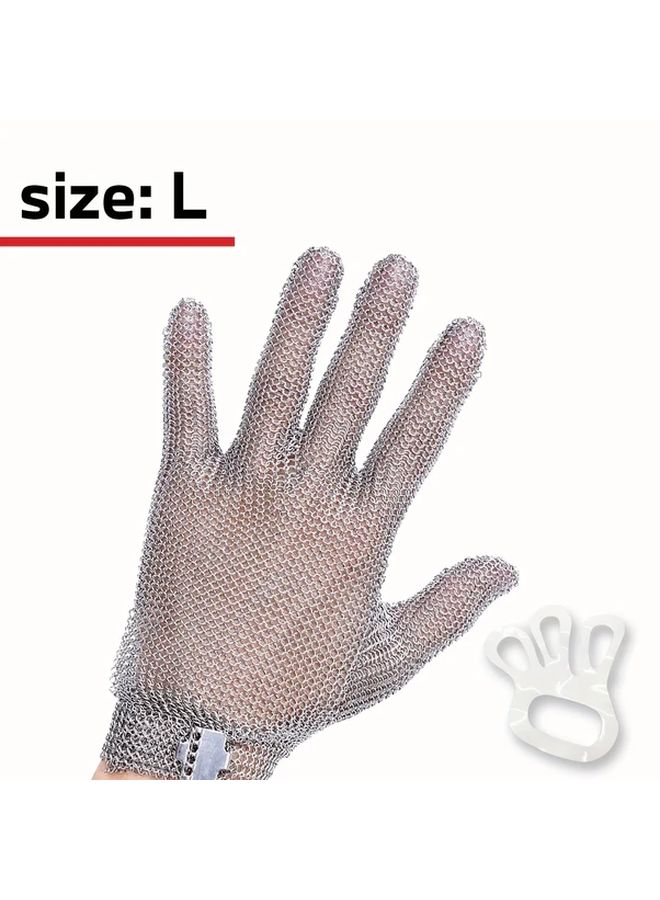 Cut Resistant Stainless Steel Chainmail Glove Size L For Kitchen Butcher Meat Cutting Safety - Image 1