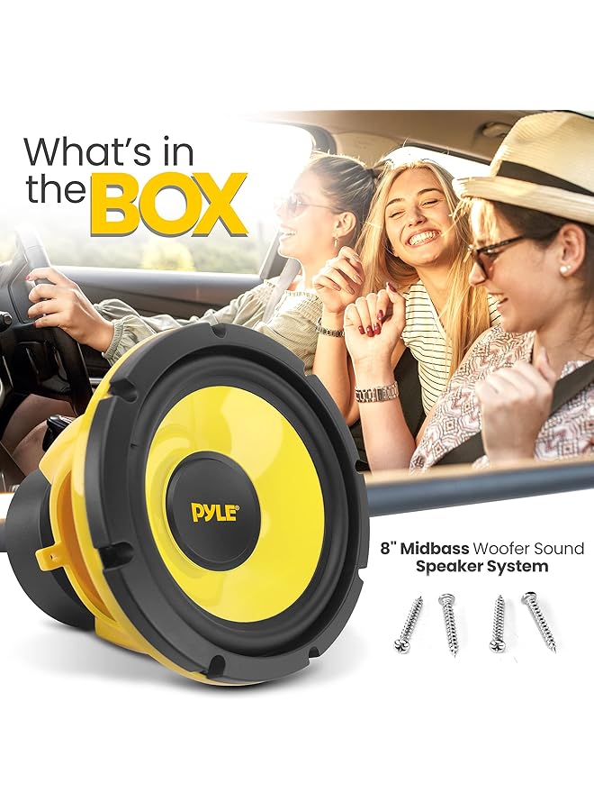 Pyle Usa Car Midbass Speaker System - Pro 8 Inch 400 Watt 4 Ohm Auto Mid-Bass Component Poly Woofer Audio Sound Speakers For Car Stereo W/ 40 Oz Magnet, 50Hz-5Khz Frequency, 3.58” Mount Depth - Plg81 - Image 2