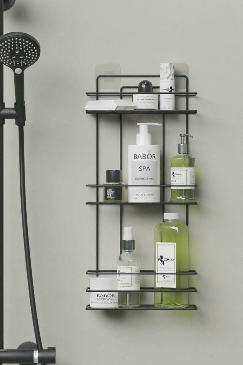 Stainless Steel Adhesive Bathroom Organizer 3 Tier Bathroom Shelf Shower Shampoo Holder Corner Shelf Wall Organizer