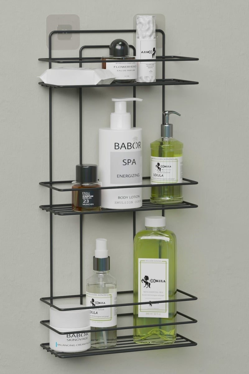 Stainless Steel Adhesive Bathroom Organizer 3 Tier Bathroom Shelf Shower Shampoo Holder Corner Shelf Wall Organizer