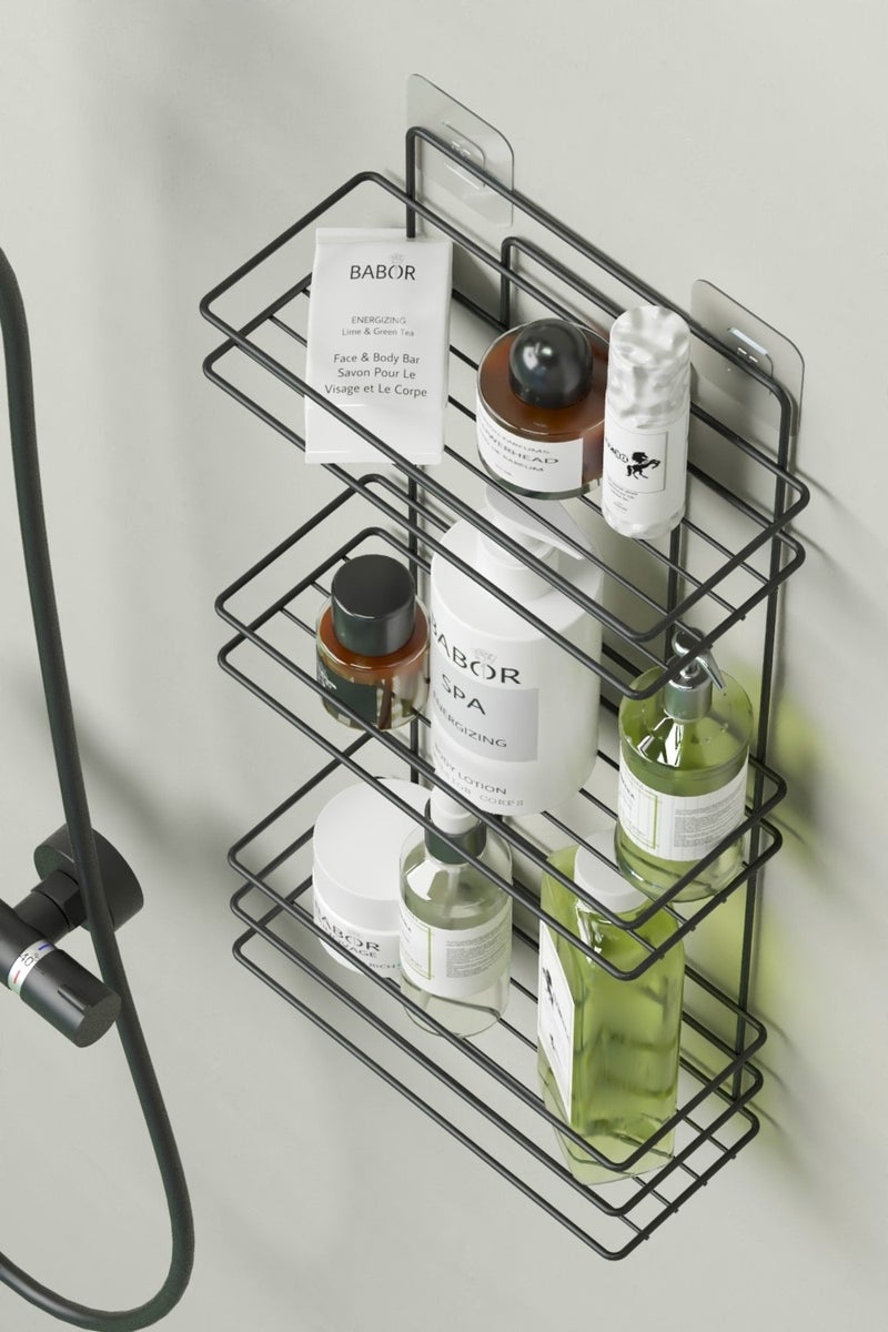 Stainless Steel Adhesive Bathroom Organizer 3 Tier Bathroom Shelf Shower Shampoo Holder Corner Shelf Wall Organizer