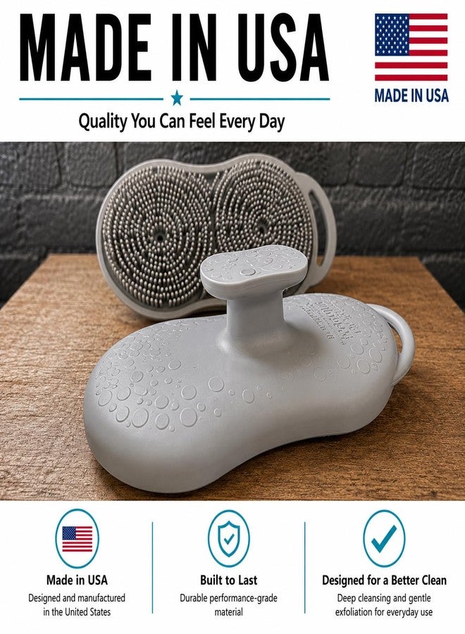 Chicago Comb MOOFAH™ Body Scrubber- Deep Cleansing, Gentle Exfoliation for Smoother Skin, Soft-Touch Bristles, Made in USA by Chicago Comb, Easy Rinse, Quick-Dry (Shadow Grey - Image 4