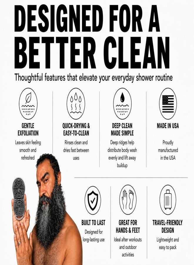 Chicago Comb MOOFAH™ Body Scrubber- Deep Cleansing, Gentle Exfoliation for Smoother Skin, Soft-Touch Bristles, Made in USA by Chicago Comb, Easy Rinse, Quick-Dry (Shadow Grey - Image 2