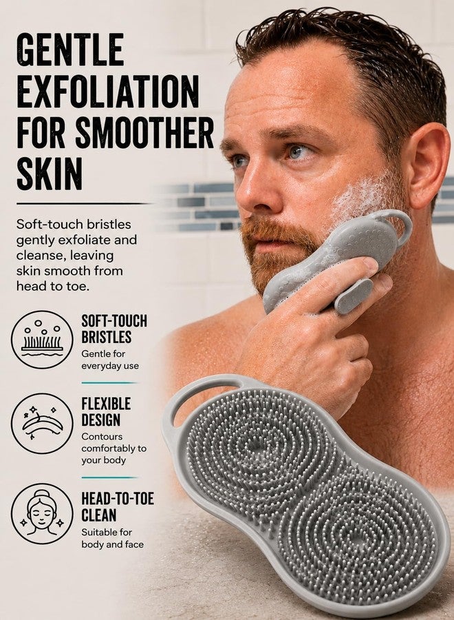 Chicago Comb MOOFAH™ Body Scrubber- Deep Cleansing, Gentle Exfoliation for Smoother Skin, Soft-Touch Bristles, Made in USA by Chicago Comb, Easy Rinse, Quick-Dry (Shadow Grey - Image 3