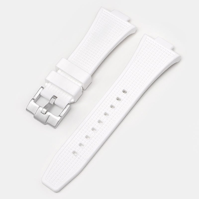 Generic 1 x 5 pcs PRX Series Watch Bands Silicone 12mm White + Silver Buckle 