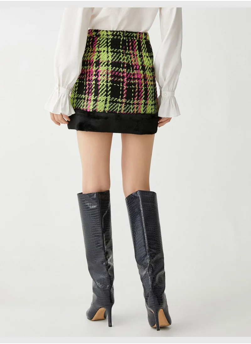 KOTON Plushy Detail Tweed Mini Skirt