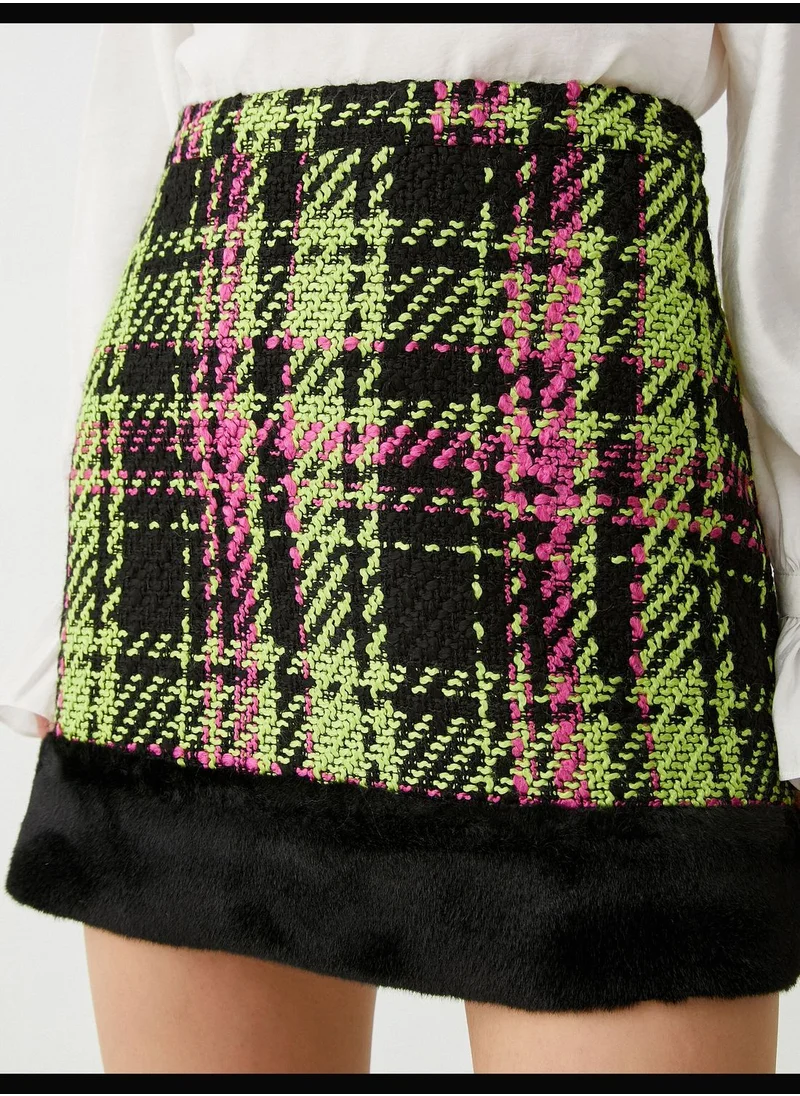 KOTON Plushy Detail Tweed Mini Skirt