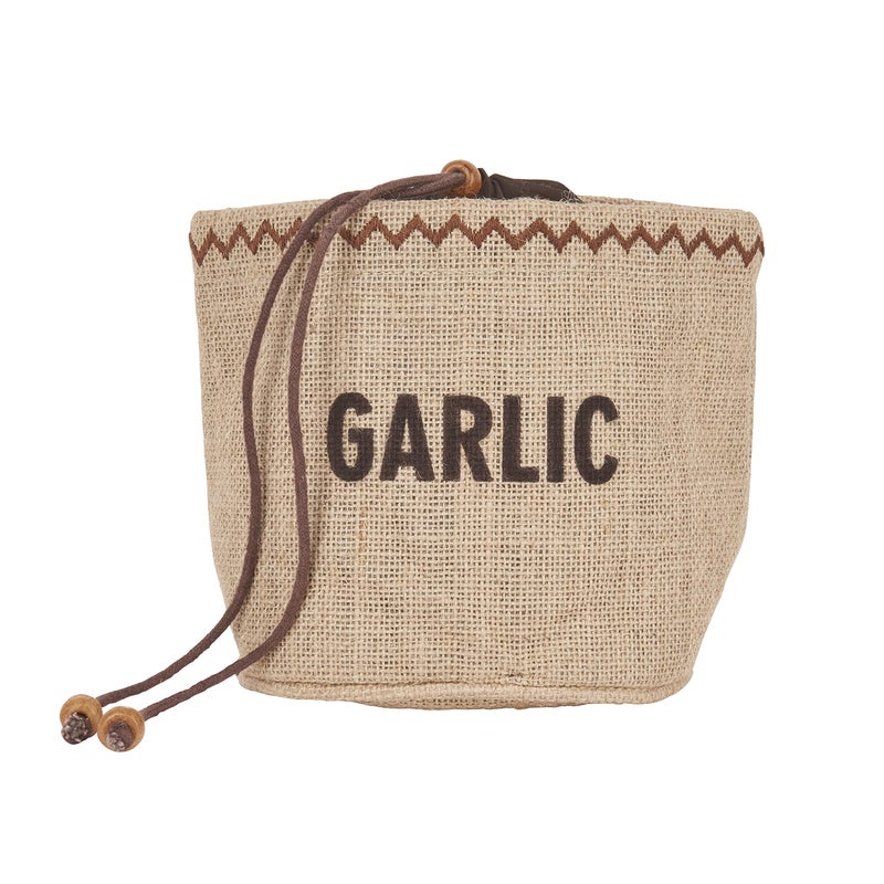 Natural Elements Eco Garlic Storage Bag with Drawstring Jute  100 Cotton Black