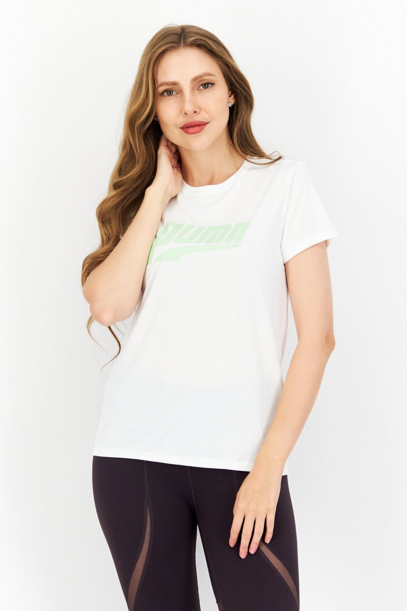 PUMA Women Sportswear Fit Brand Logo Running Top, White Combo  - Image 1